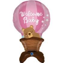 Palloncino in Foil 38" Standups Mongolfiera "Baby Girl" Nascita e Battesimo Grabo