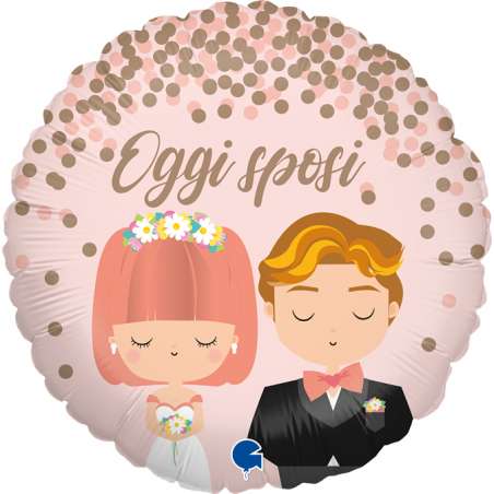 Palloncino in Foil 18" Matrimonio "Oggi Sposi" Amore, Matrimonio o Anniversario Grabo