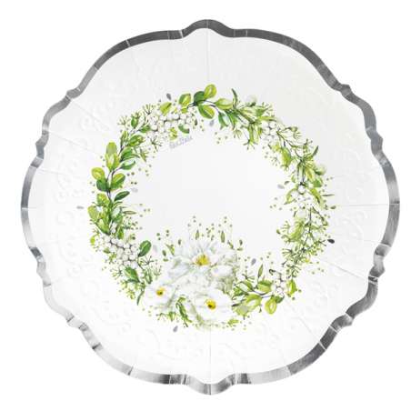 Piatto di Carta 27cm "Wedding in Green" 8pz Outlet Elegant