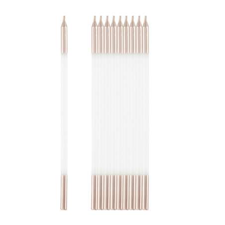 Candelina Stelo 15.5cm Bianco e Rose Gold 10pz Candeline Stelo