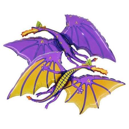 Palloncino in Foil 36" Jumbo Drago Viola "Dragon Purple" Animali Grabo