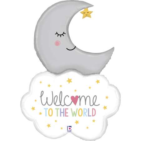 Palloncino in Foil 42" Super Shape Nascita "Welcome Baby Moon" Nascita e Battesimo Grabo