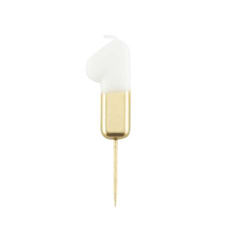 Candelina 10.5cm Bianco e Oro Metallizzato N.1 Bianco e Oro 10.5cm