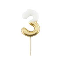 Candelina 10.5cm Bianco e Oro Metallizzato N.3 Bianco e Oro 10.5cm
