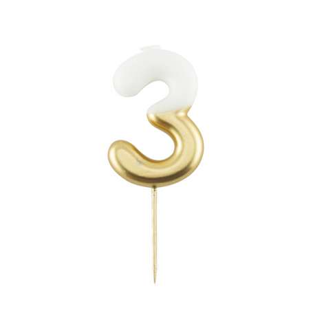 Candelina 10.5cm Bianco e Oro Metallizzato N.3 Bianco e Oro 10.5cm