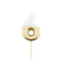 Candelina 10.5cm Bianco e Oro Metallizzato N.6 Bianco e Oro 10.5cm
