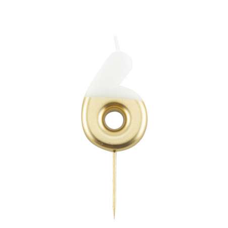 Candelina 10.5cm Bianco e Oro Metallizzato N.6 Bianco e Oro 10.5cm