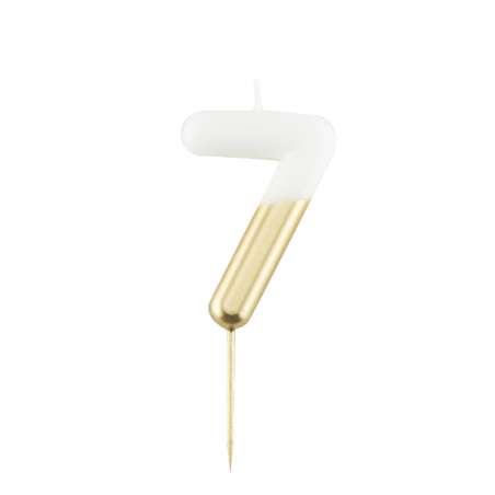 Candelina 10.5cm Bianco e Oro Metallizzato N.7 Bianco e Oro 10.5cm