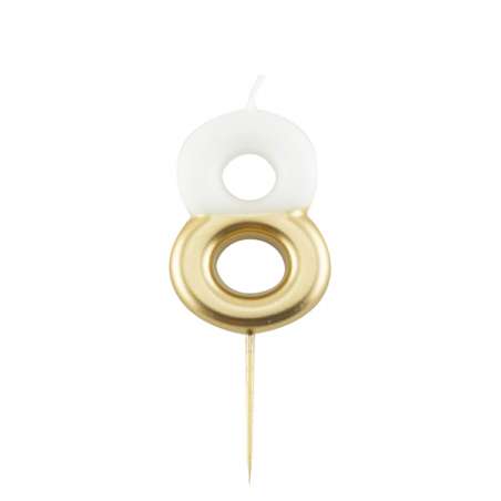 Candelina 10.5cm Bianco e Oro Metallizzato N.8 Bianco e Oro 10.5cm