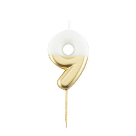Candelina 10.5cm Bianco e Oro Metallizzato N.9 Bianco e Oro 10.5cm