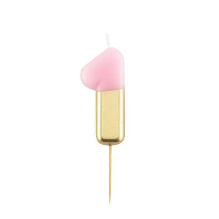 Candelina 10.5cm Rosa e Oro Metallizzato N.1 Rosa e Oro 10.5cm