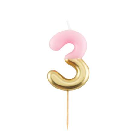 Candelina 10.5cm Rosa e Oro Metallizzato N.3 Rosa e Oro 10.5cm