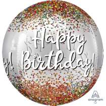 Palloncino in Foil 16" Orbz Happy Birthday Paillettes "Sequins" Generico