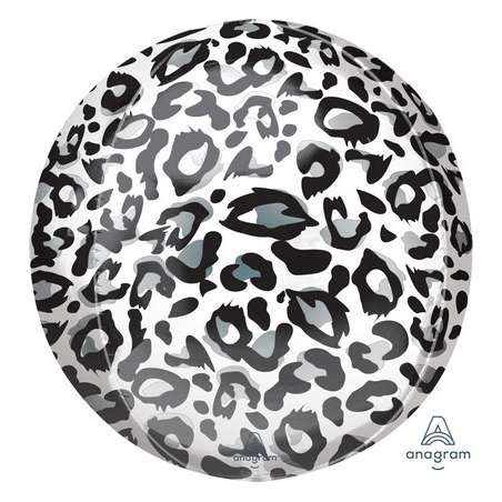 Palloncino in Foil 16" Orbz Bianco e Nero Leopardato "Animals Leopard Print" Animal Print "Safari"
