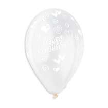 Palloncino in Lattice 12" GS110 Bianco con Stampa Cuori e Scritta "Prima Comunione" 100pz Gemar "Religious Celebrations"