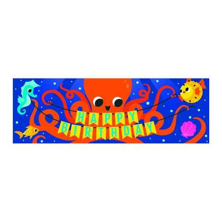 Striscione "Happy Birthday" Oceano e Pesci "Ocean Celebration" Addobbi e Accessori Mare