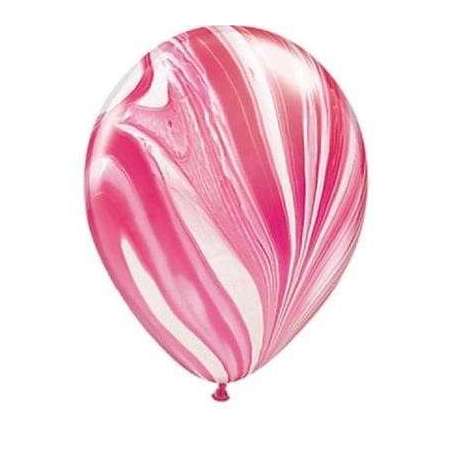 Palloncino in Lattice 11" Superagata Rosso e Bianco 25pz Marmorizzati
