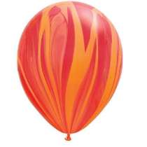 Palloncino in Lattice 11" Superagata Rosso e Arancione 25pz Marmorizzati