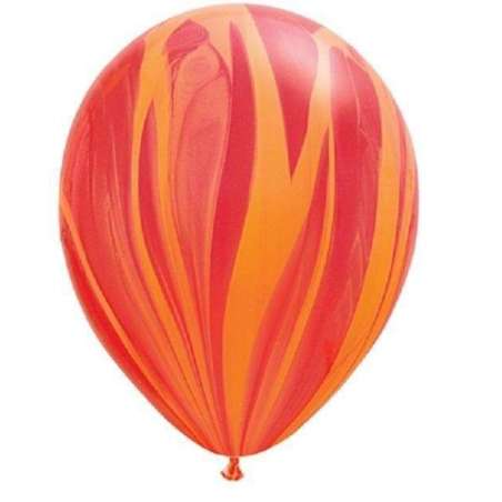 Palloncino in Lattice 11" Superagata Rosso e Arancione 25pz Marmorizzati