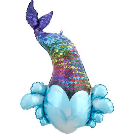 Palloncino in Foil 39" Super Shape Coda Sirena effetto Paillettes "Mermaid Sequin" Pesci e Mare