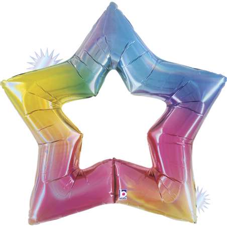 Palloncino in Foil 48" Stella Arcobaleno "Linky Star Opal Rainbow" Stelle 48" Linky Star
