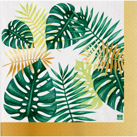 Tovagliolo di Carta 33x33cm con Foglie Tropicali "Tropical" 20pz Tropical Gold