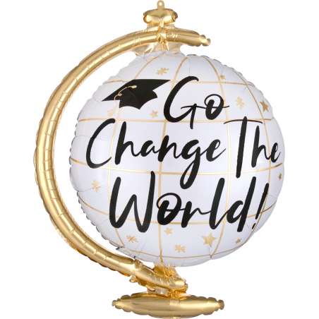 Palloncino in Foil 23" Super Shape Laurea Mappamondo "Go Change The World" Laurea