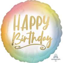 Palloncino in Foil 18" Happy Birthday Multicolor Ombre e Oro Generico