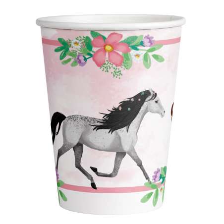 Bicchiere di Carta 250ml Cavallo "Beautiful Horses" 8pz Festa Tema Cavallo "Horse"