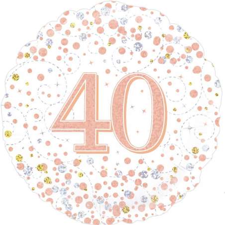 Palloncino in Foil 18" 40 anni Rose Gold "Sparkling Fizz" Palloncini in Foil Oaktree