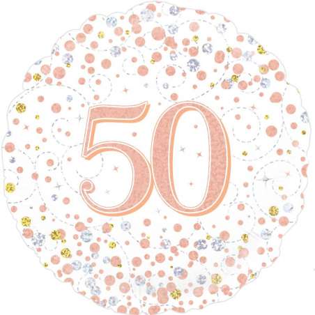 Palloncino in Foil 18" 50 anni Rose Gold "Sparkling Fizz" Palloncini in Foil Oaktree