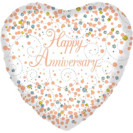 Palloncino in Foil 18" Cuore Happy Anniversary "Sparkling Fizz" Palloncini in Foil Oaktree