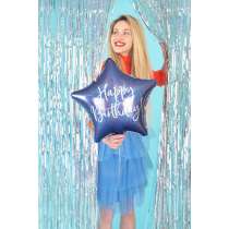 Palloncino in Foil 16" Stella Blu Navy "Happy Birthday" Generico