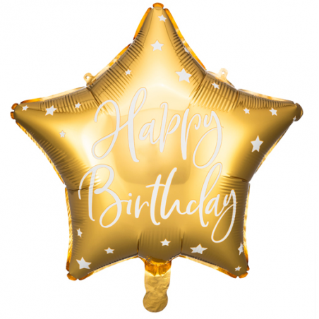 Palloncino in Foil 16" Stella Oro "Happy Birthday" Generico