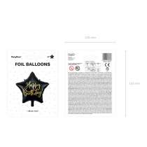 Palloncino in Foil 16" Stella Nera "Happy Birthday" Generico
