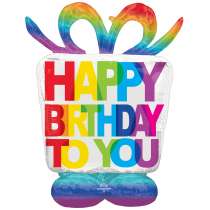 Palloncino in Foil 50" AirLoonz Pacco Regalo Happy Birthday To You Standups ad Aria "No Elio"