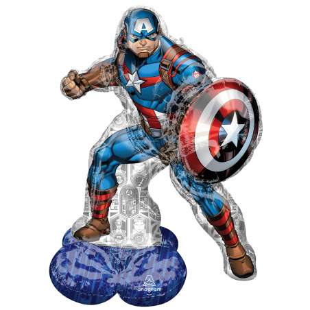 Palloncino in Foil 58" AirLoonz Capitan America "Marvel Avengers" Standups ad Aria "No Elio"