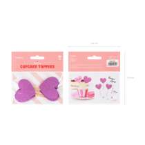 Picks Sagomati Cuore Fucsia Glitter 6pz Accessori Tavola Amore