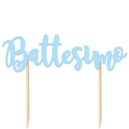 Cake Topper di Carta 13cm Celeste Sagomato "Battesimo" Picks e Topper Eventi
