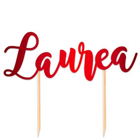 Cake Topper di Carta 14cm Rosso Metallizzato Sagomato "Laurea" Picks e Topper Eventi