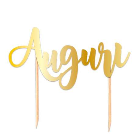 Cake Topper di Carta 15cm Oro Metallizzato sagomato "Auguri" Picks e Topper Eventi