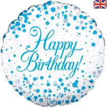 Palloncino in Foil 18" Happy Birthday Blu "Sparkling Fizz" Palloncini in Foil Oaktree
