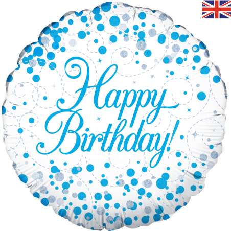 Palloncino in Foil 18" Happy Birthday Blu "Sparkling Fizz" Palloncini in Foil Oaktree