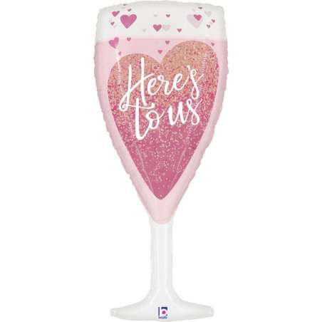 Palloncino in Foil 37" Super Shape Calice "Here To Us Champagne" Generici Grabo