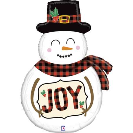 Palloncino in Foil 39" Super Shape Pupazzo di Neve "Plaid Snowman" Natale e Capodanno Grabo