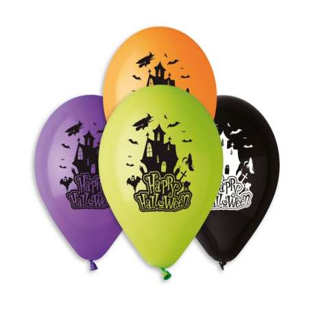 Palloncino in Lattice 13" GS120 Assortito con Scritta "Happy Halloween" 50pz Gemar "Halloween"