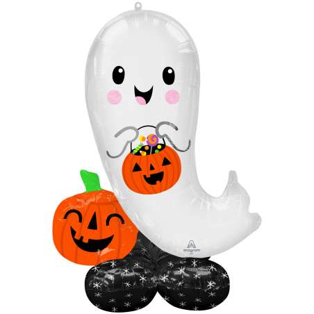 Palloncino in Foil 53" AirLoonz Fantasma con Zucca "Halloween Ghost" Standups ad Aria "No Elio"