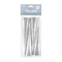 Trombetta 21cm Argento Olografico 4pz Accessori Persona Natale e Capodanno