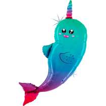 Palloncino in Foil 48" Super Shape Narvalo "Narwhal Glitter" Pesci e Mare Grabo