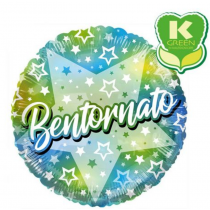 Palloncino in Foil 18" Verde e Blu con Stella "Bentornato" Messaggi Speciali